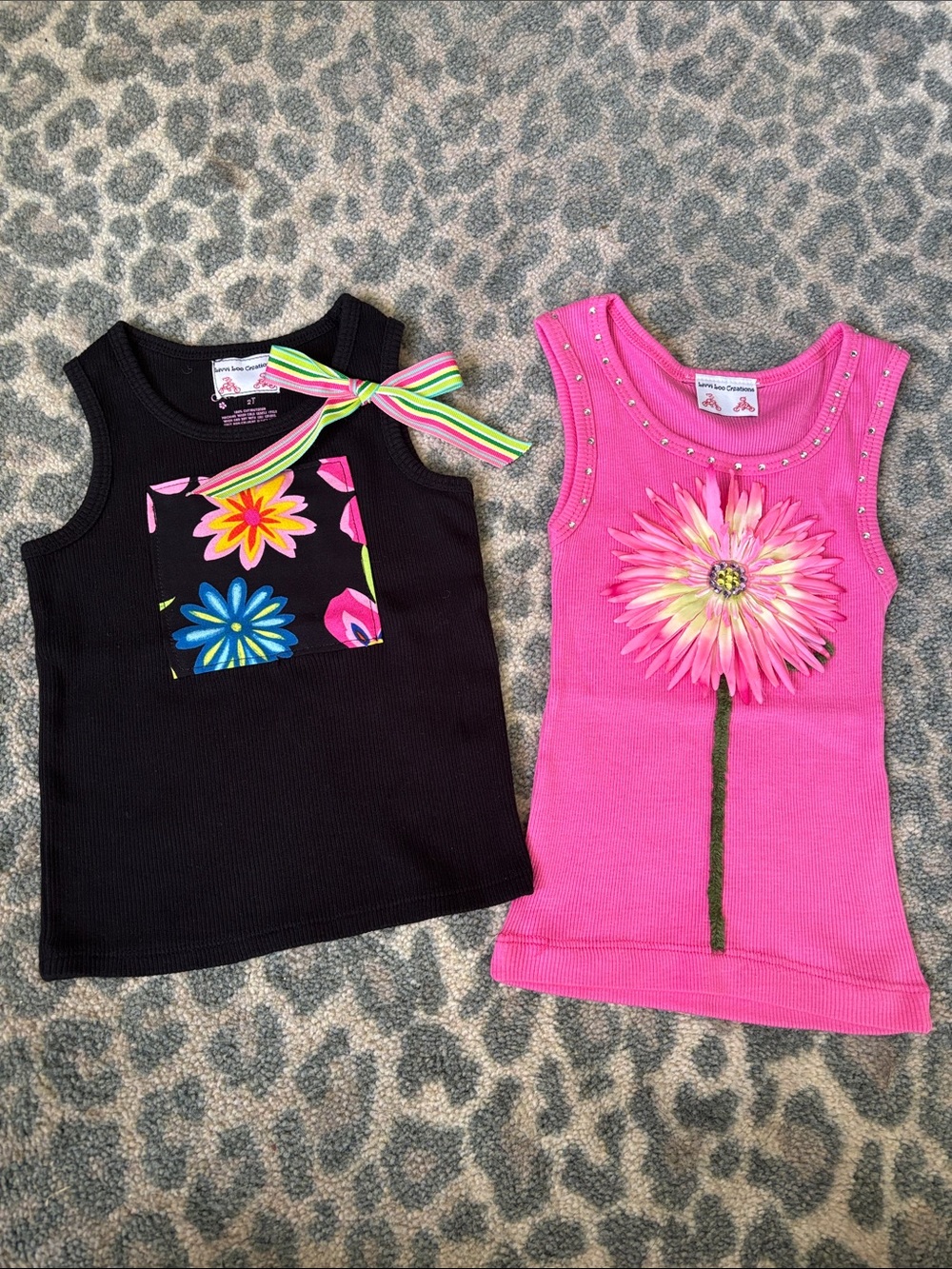 Little Girls' Pink Daisy Applique Tank Tops-Cute & Sparkly
 Boutique bought